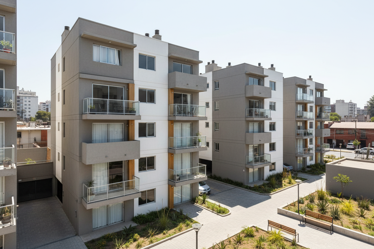 Edificios de condominios gama media en Chile